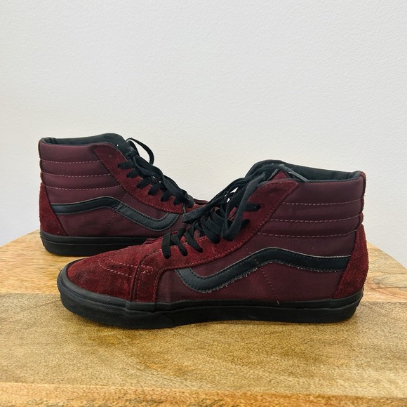 Vans Other - VANS Sk8 Reissue High Metallic Twill Port Royale Size Mens 9.5 Burgundy Suede